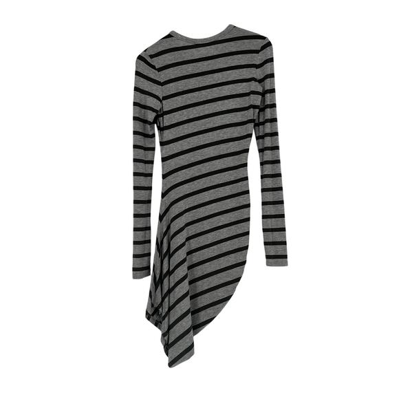 T by Alexander Wang Long Sleeve Asymmetrical Striped Ruched Jersey Dress size XS - Picture 8 of 10